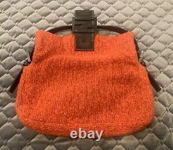 Rare Authentic Red Mamma Baguette Fendi Cashmere Leather Vintage Bag