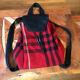 Rare Burberry Wool Red Nova Plaid Leather Trim Backpack Purse Bag Vintage