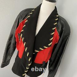 Rare Vintage 80s Cache Black Red Stitching Detail Jacket Coat Sz M