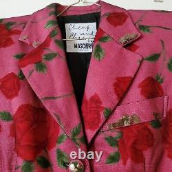 Rare Vintage 90's Moschino Cheap and Chic Red Rose Netted Sequin Jacket Size 12