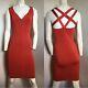 Rare Vintage 90s Alaia Vermilion Red Rayon Cross-back Dress S/m