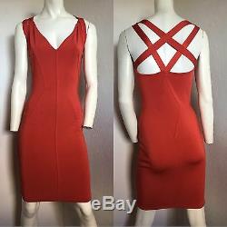 Rare Vintage 90s Alaia Vermilion Red Rayon Cross-back Dress S/M