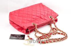 Rare Vintage CHANEL Matelasse Lambskin Double Chain Bag Red Gold Metal