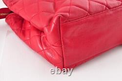 Rare Vintage CHANEL Matelasse Lambskin Double Chain Bag Red Gold Metal