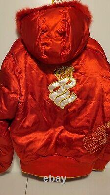 Rare Vintage! Rocawear Red Puffer Down Jacket Faux Fux Size 2x Womens