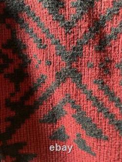 Rare Vintage Woolrich 80s Navajo Jacket Aztec Medium Women Wool Blend Red Black