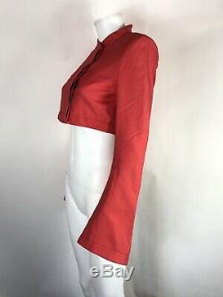 Rare Vtg Alexander McQueen Red SS2000 Eye Cropped Bell Sleeve Jacket S
