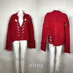 Rare Vtg Christian Dior by John Galliano AW2002 Red Wool Cutout Jacket L