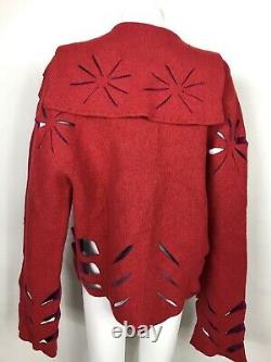 Rare Vtg Christian Dior by John Galliano AW2002 Red Wool Cutout Jacket L