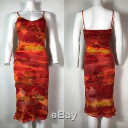 Rare Vtg Christian Dior by John Galliano Red Orange Knit SS2002 Dress XS