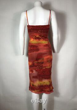Rare Vtg Christian Dior by John Galliano Red Orange Knit SS2002 Dress XS