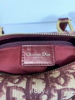 Rare Vtg Christian Dior by John Galliano Red Trotter Monogram Boston Bag