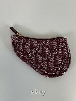 Rare Vtg Christian Dior by John Galliano Red Trotter Monogram Zip Saddle Pouch