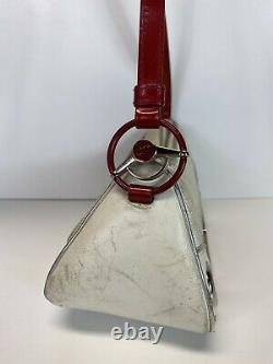 Rare Vtg Christian Dior by John Galliano White Red Car Leather Bag
