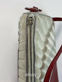 Rare Vtg Christian Dior by John Galliano White Red Car Leather Bag