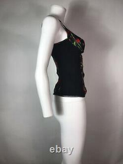 Rare Vtg Dolce & Gabbana D&G Black Red Rose Print Corset Top S