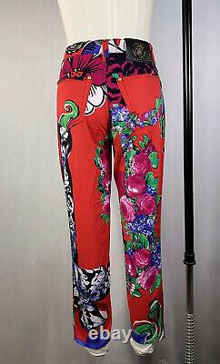Rare Vtg Gianni Versace Jeans Couture Red Floral Pants S