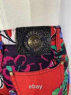 Rare Vtg Gianni Versace Jeans Couture Red Floral Pants S