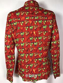 Rare Vtg Gianni Versace Jeans Red Heart Print Top L