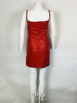 Rare Vtg Gianni Versace Versus 90s Mini Red Leather Dress S