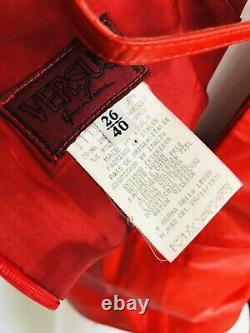 Rare Vtg Gianni Versace Versus 90s Mini Red Leather Dress S