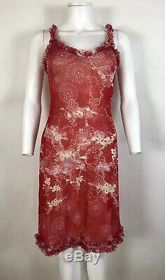 Rare Vtg Jean Paul Gaultier Dress Red Floral Print Mesh Dress S