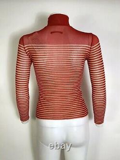 Rare Vtg Jean Paul Gaultier Red Striped Mesh Top S