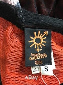 Rare Vtg Jean Paul Gaultier Soleil Red Orange Phoenix Print Mesh Dress S