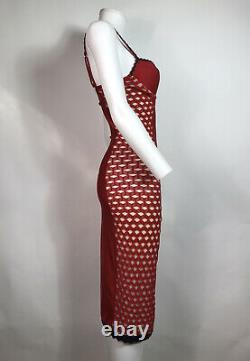 Rare Vtg Jean Paul Gaultier Soleil Red Striped Bodycon Corset Dress XS