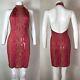 Rare Vtg John Galliano Red Knit Sequin Halter Dress M Ss2001