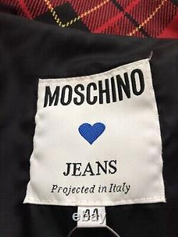 Rare Vtg Moschino Jeans Red Tartan Jacket L