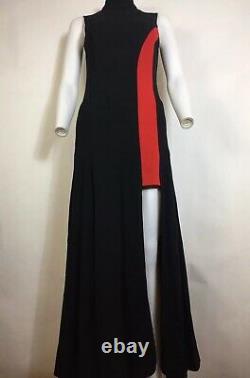 Rare Vtg Versace Black & Red Slit Maxi Dress XS 38