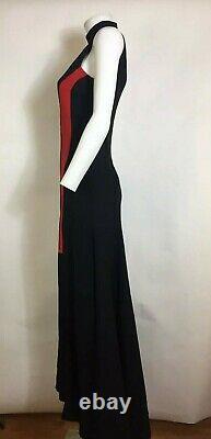 Rare Vtg Versace Black & Red Slit Maxi Dress XS 38