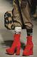 Rare Vtg Vivienne Westwood Aw2013 Red Suede Elevated Boots 38