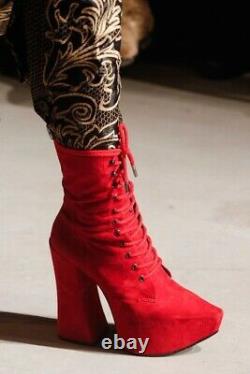 Rare Vtg Vivienne Westwood AW2013 Red Suede Elevated Boots 38