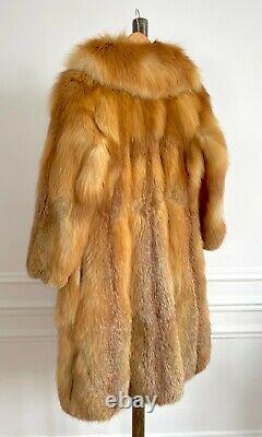 Real NATURAL RED FOX Fur Long Coat Vintage Original London 1970s Boho XS S 8