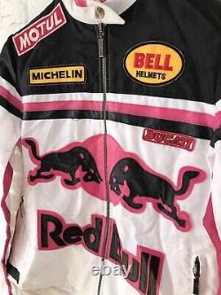 Red Bull Vintage 90s Bomber/Jacket White Pink Womens Rare Size L