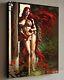 Red Sonja Painting Vintage Woman Withcoa Framed Canvas 40x30cm Signed