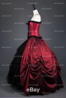 Red Vintage Gothic Victorian Ball Gown Prom Party Dress Bridal Dresses Christmas