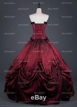 Red Vintage Gothic Victorian Ball Gown Prom Party Dress Bridal Dresses Christmas