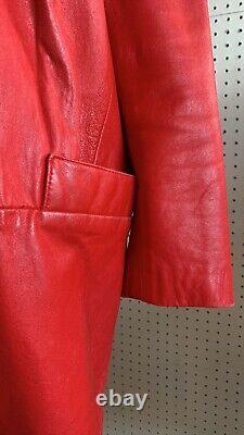 Red leather vintage 80s jacket women