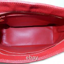 Rise-on Vintage CHANEL CAVIAR SKIN MEDALLION Red Tote bag Shoulder bag #2306