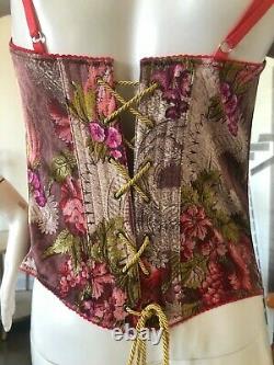 Roberto Cavalli Vintage Floral Pattern Corset with Lace Up Details