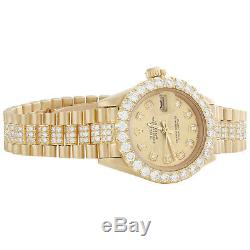 Rolex 18K Gold President 26mm DateJust 69178 VS Diamond Champagne Watch 4.46 CT