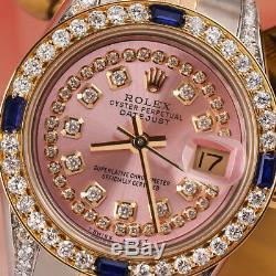 Rolex 26mm Datejust Metallic Pink String Vintage Dial with Sapphire & Diamond