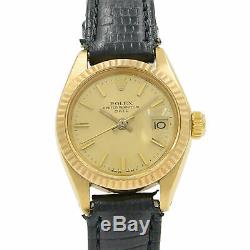 Rolex Date 6917 18K Yellow Gold Champagne Sticks Dial Automatic Ladies Watch