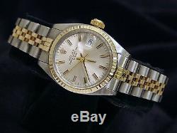Rolex Date Ladies 2Tone Yellow Gold & Steel Watch Jubilee Silver Dial 6917