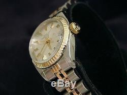 Rolex Date Ladies 2Tone Yellow Gold & Steel Watch Jubilee Silver Dial 6917