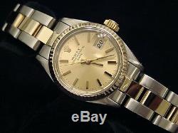 Rolex Date Ladies 2Tone Yellow Gold & Steel Watch Oyster Champagne Dial 6917