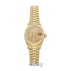 Rolex Datejust Auto 26mm Yellow Gold Ladies President Bracelet Watch 69178